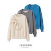 Jnleaog Autumn New Women's Clothing Fashion Style French Style Fashion All-Match Casual Pure Color Bows Sweatshirt