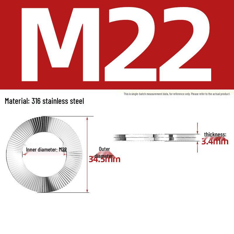 DIN25201 304 Stainless Steel Self-Locking Double Stack Washer, 65Mn Manganese Anti-Loosening, Double-Sided Tooth Layer.