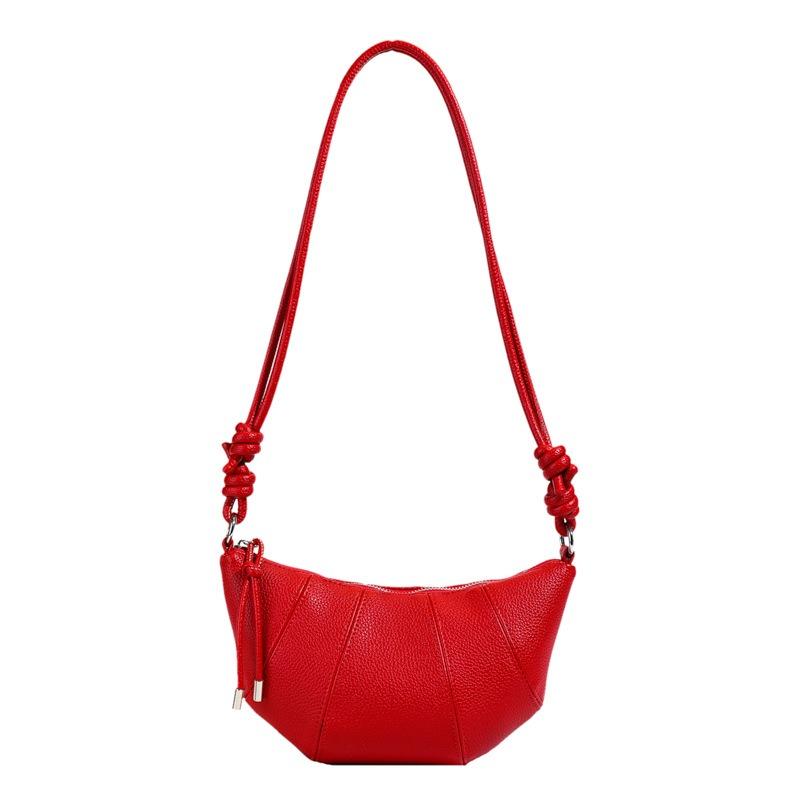 Leather High-end Niche Design Croissant Bag Women's First Layer Cowhide New Fashion Versatile Shoulder Messenger Bag