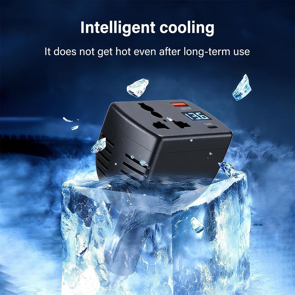 150W Car Power Inverter, 12V/24V To AC 110V/220V Car Adapter To Wall Plug with [12W USB,C] /USB,Fast Charger,18W, / 4.8A USB/car Charger for Laptop