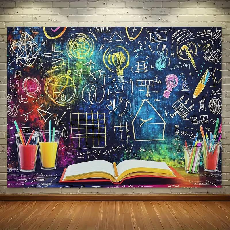 2D Colorful Chalkboard Background for School Event & Photoshoot