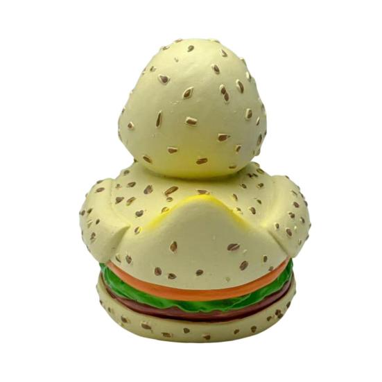 Hamburger Duck Figurine Resin Burger Duck Statue Novelty Desktop Duck Sculpture for Home Office Shelf Table Decoration
