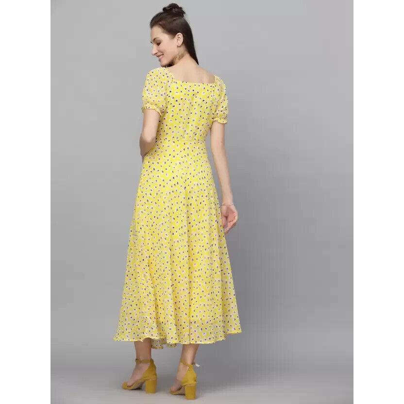 Women Fit and Flare Printed Georgette Maxi Dress with Polyester Lining Dress VF-1809