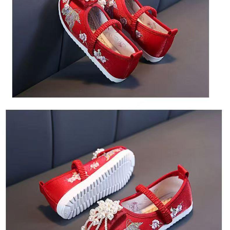 Scarpe Hanfu Ricamate per Bambini - Stile Tradizionale Cinese per le Celebrazioni del Nuovo Anno