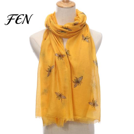 Fashionable Neck Decoration for Women Lightweight Scarf Women, Cute Bee Pattern Scarf, Stylish Accessory Soft Long Thin Shawl Wrap Vacation,