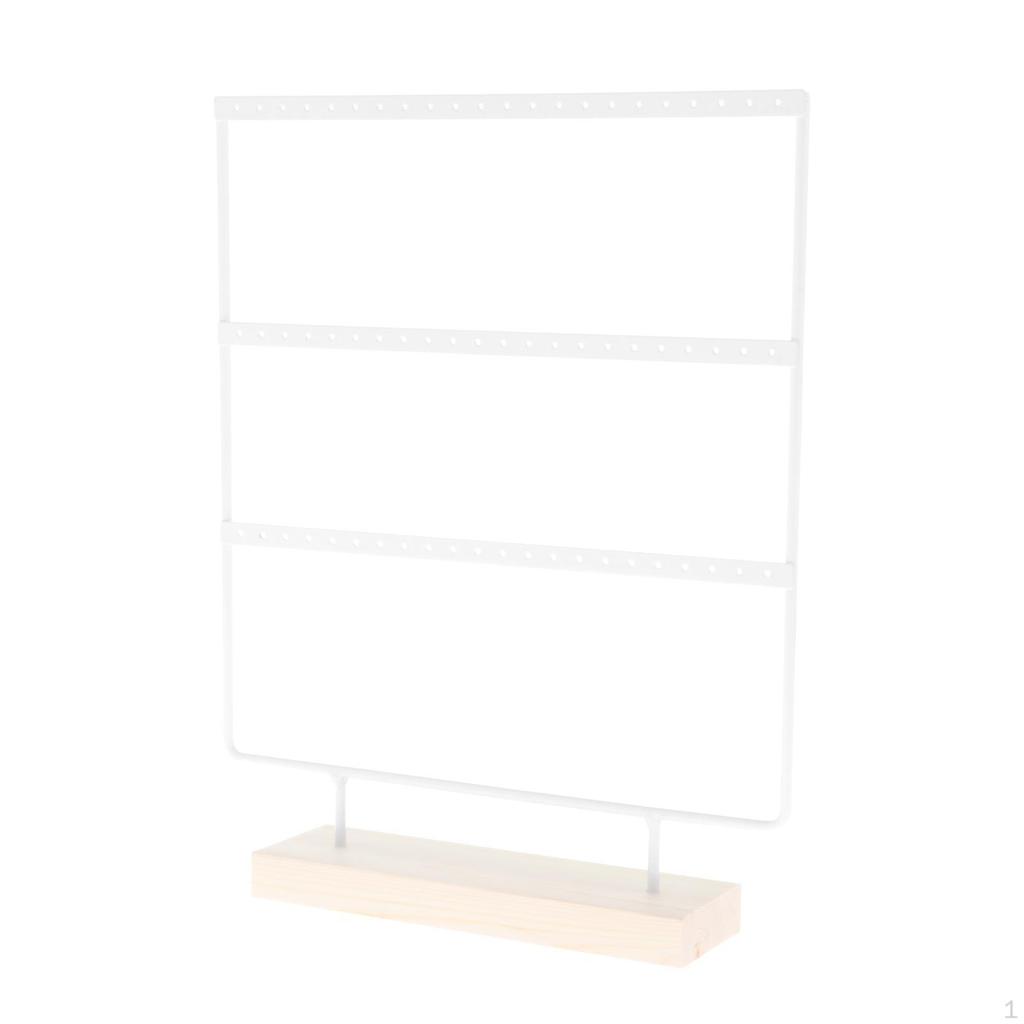 Earring Holder Stand 3 Tier Rectangular with Wood Base Versatile Jewelry Towel Elegant Durable