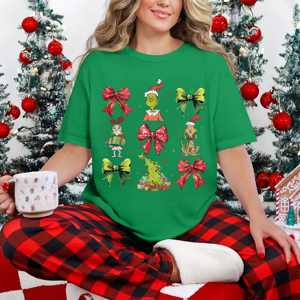 Women's Casual Printed T-Shirt Round Neck Pullover Short Sleeve Top
