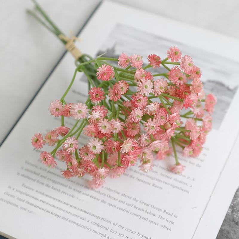 Soft Plastic Baby's Breath Artificial Flowers 22cm Real Touch Gypsophila Mini Bouquet for Wedding Home Decor, 1 Pack