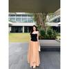 Kumikumi Temperament Sexy Tube Top Sleeveless Vest Women Clothes Summer A Word Pleated Skirt Long Dress Two-piece Set
