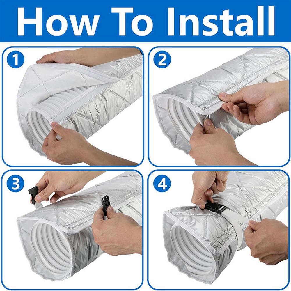 Adjustable Straps Air Conditioner Hose Cover Heat Insulation, AC Hose Insulation Sleeve, Air Conditioner Hose Cover, Waterproof