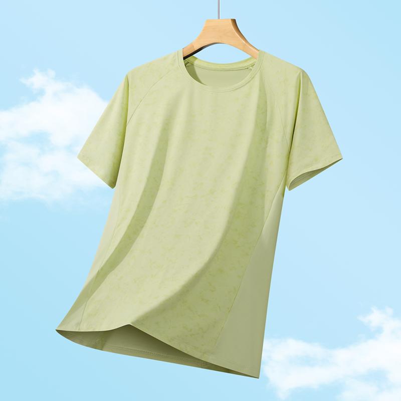 Ice Silk T-shirt for Women, Summer Quick Drying Sports Fitness Short Sleeved Round Neck T-shirt, Ice Silk Women's Top