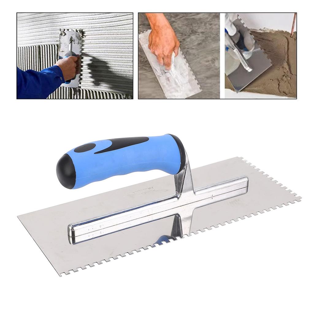 4 mm quadratische Zahnkelle, Edelstahl-Handzahnungskelle mit weichem Griff für Zementbetonmaurer
