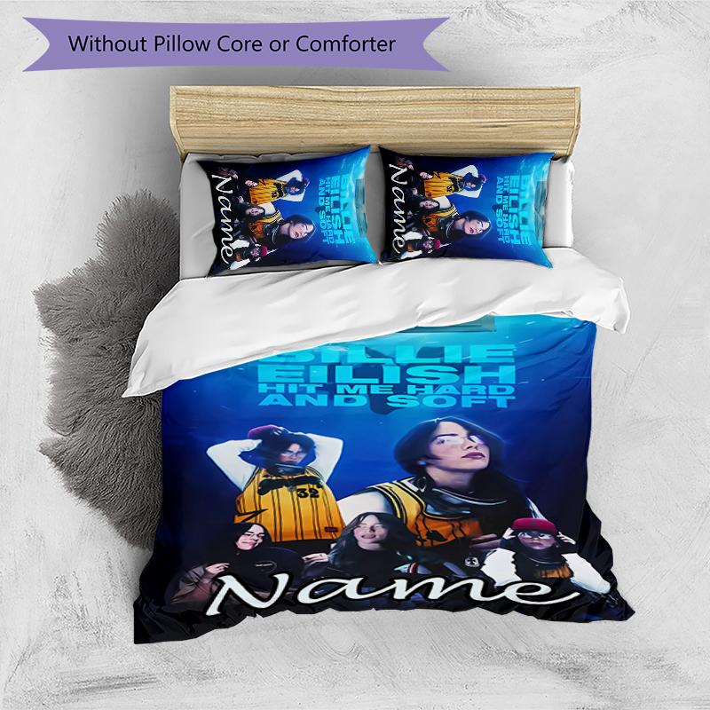 3 szt. Personalizowany Zestaw Pościeli Billie Eilish Zapięcie Poszwy na Kołdrę Zawiera 1 Poszwę na Kołdrę i 2 Poszewki na Poduszki na Wszystkie Pory Roku Wystrój Sypialni