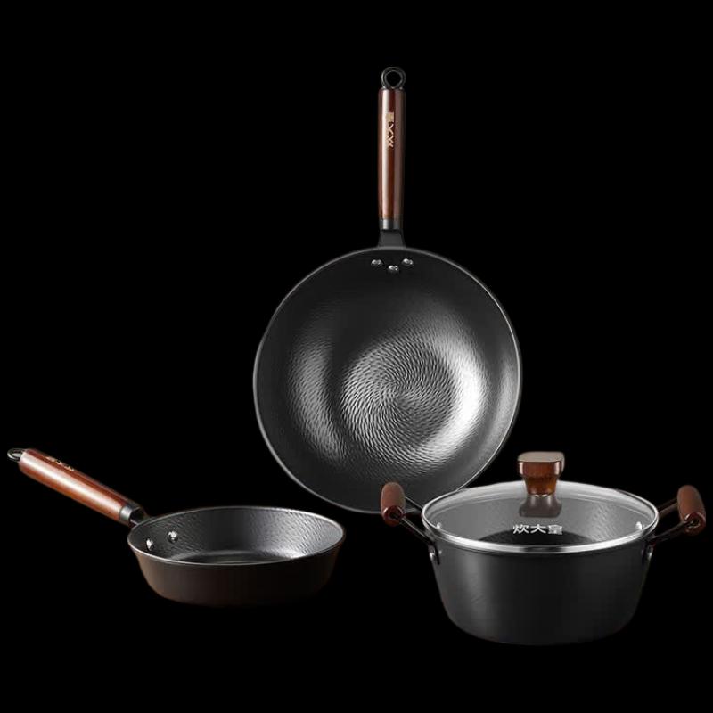 Cooker King Hammered Wrought Iron 3-Piece Cookware Set