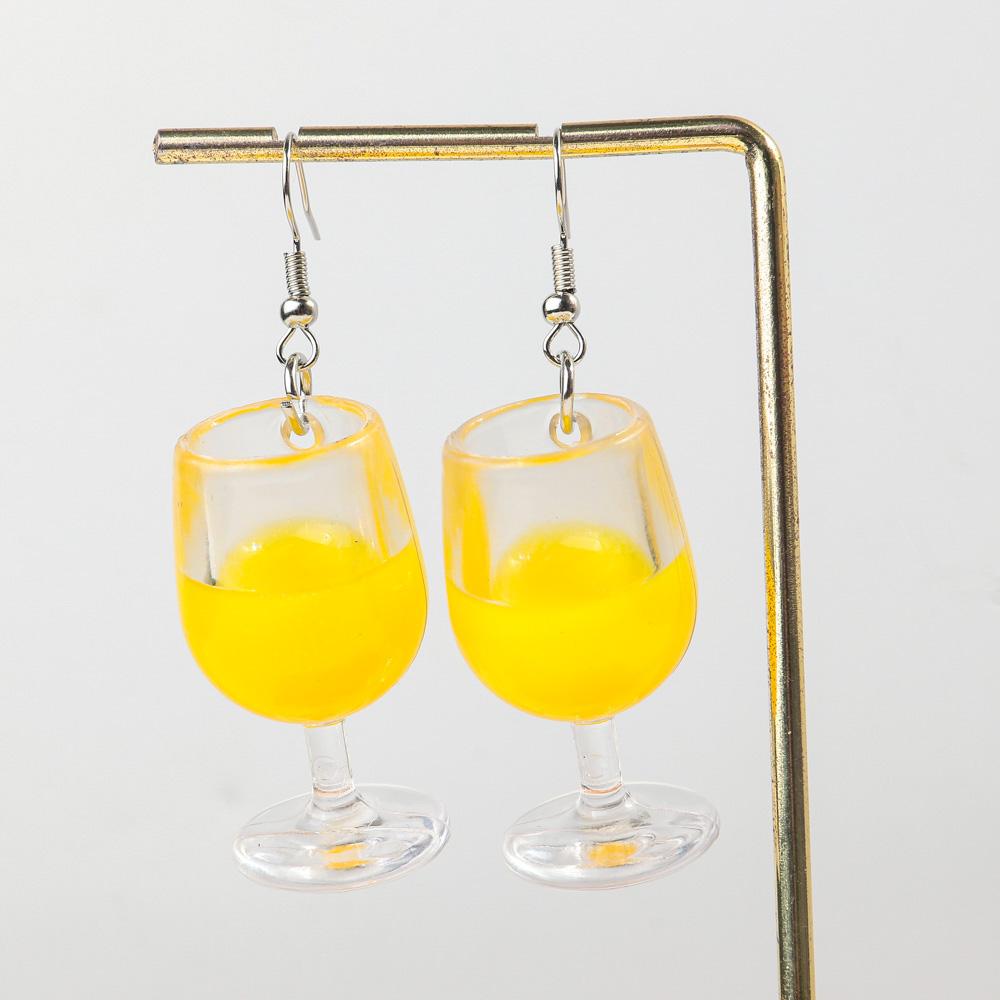 New Large Red Wine Glasses Acrylic Dangle Earring for Women Resin 3D Drink Cup Bottle Drop Earring Funny Creative Jewelry Gifts