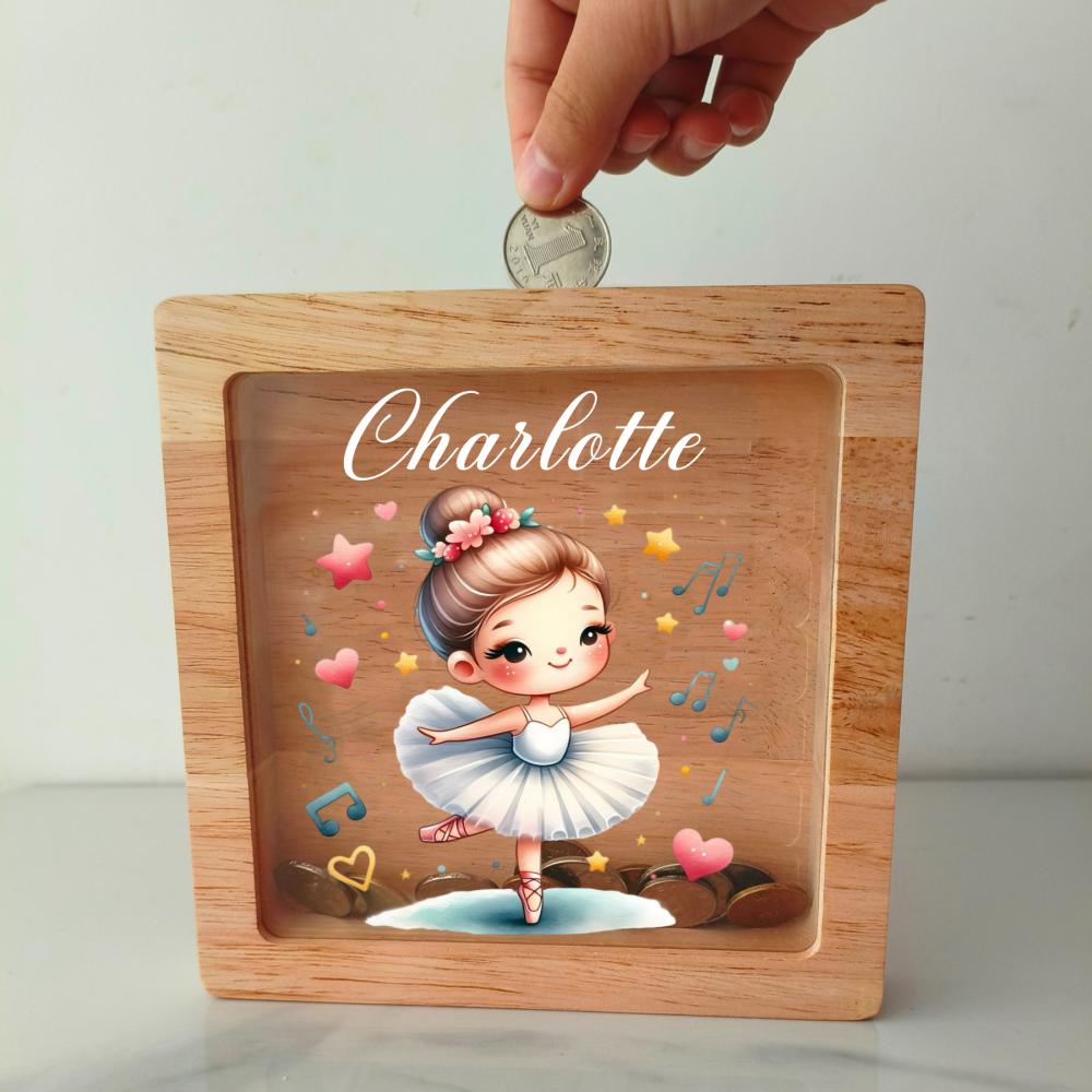 Personalised Animal Letter Customer Name Money Box Gift Kids Money Bank Frame Present for Christmas