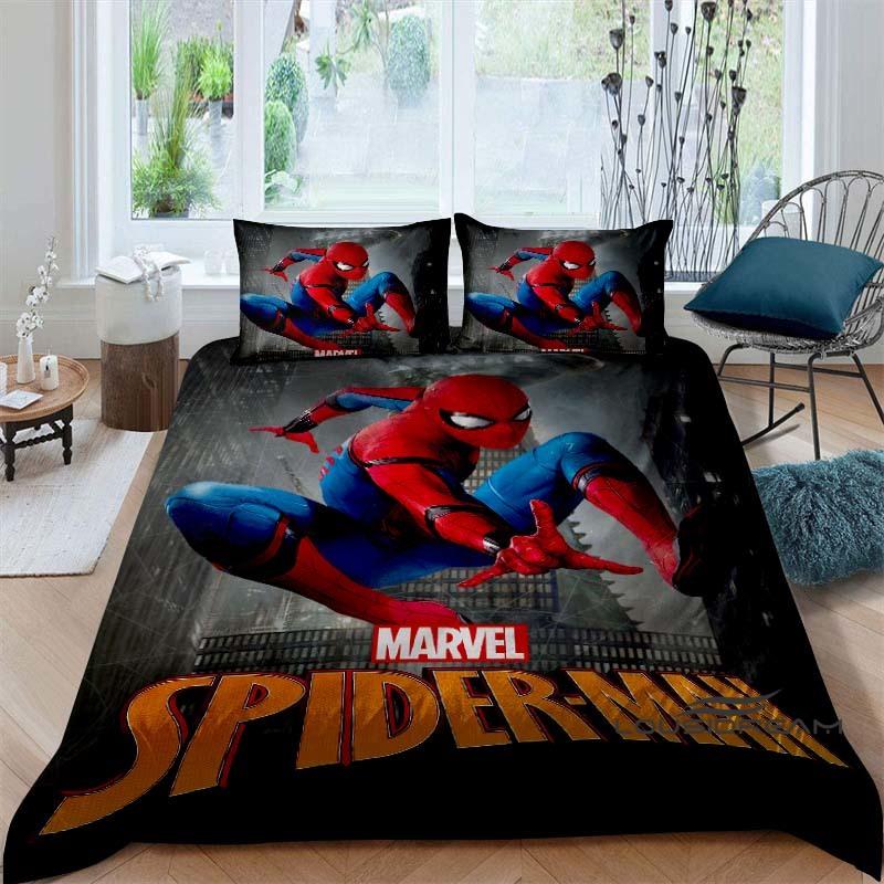 Spider-Man 3D printed duvet cover and pillowcase bedding set, available for single, double, king, and queen beds, suitable for