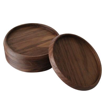 MUSEO Set of with Box Coasters, 88mm, 5, (Walnut)