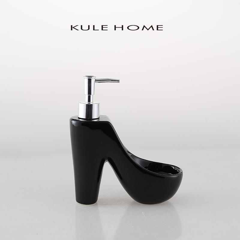 Creative Art Heels Shape Ceramic Soap Dispenser Hotel Press Porcelain Shampoo Bottling Bathroom Soap Dish Storage Lotion Bottle