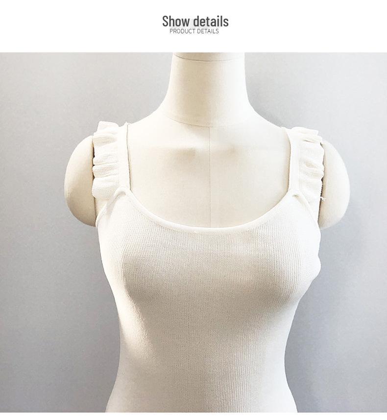 Koreanisches Dongdaemun Schlankmachendes Geripptes Träger-Strick-Bodycon-Kleid