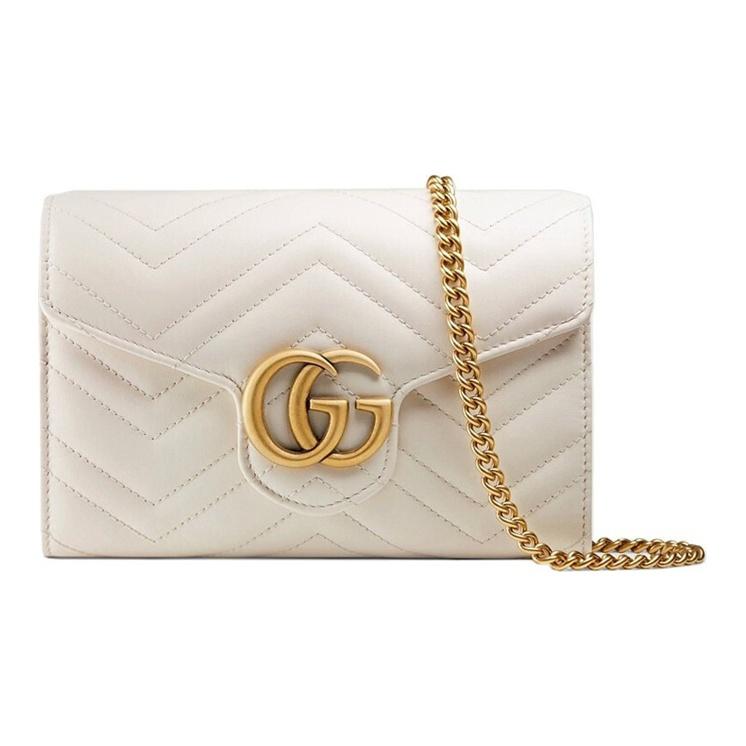 

Жіноча сумка через плече Gucci GG Marmont з витисненим вінтажним логотипом, стьобана шкіра, біла 474575-DTD1T-9022 Basic Set (Bag+Dust Bag)