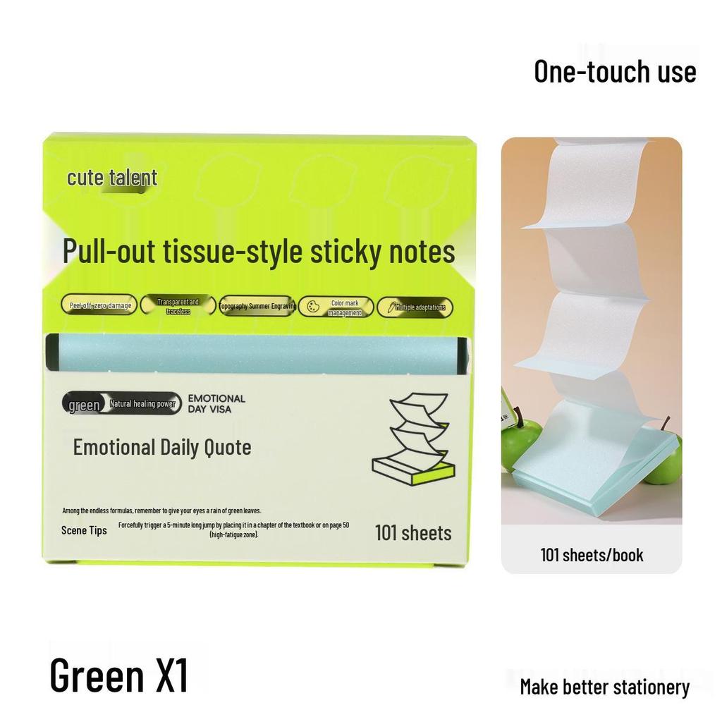 Transparent Tissue-Style Pull-Out Sticky Notes: Creative Memo and Marker Stickers for Students and Offices