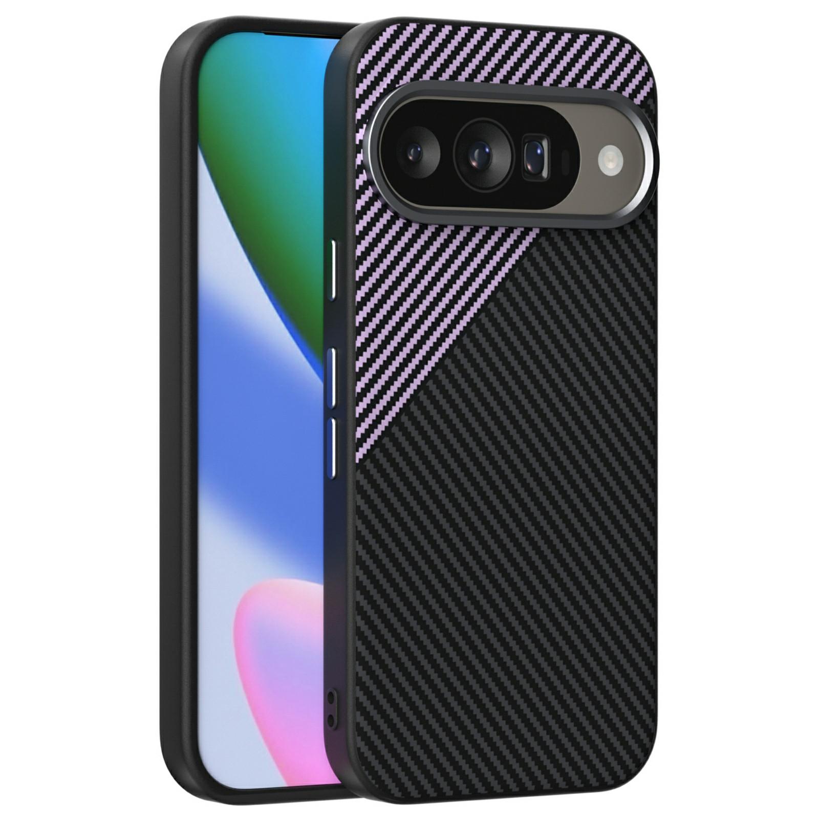 

ABEEL For Google Pixel 10 / 10 Pro Magnetic Case Carbon Fiber Texture TPU PC PU Phone Back Cover