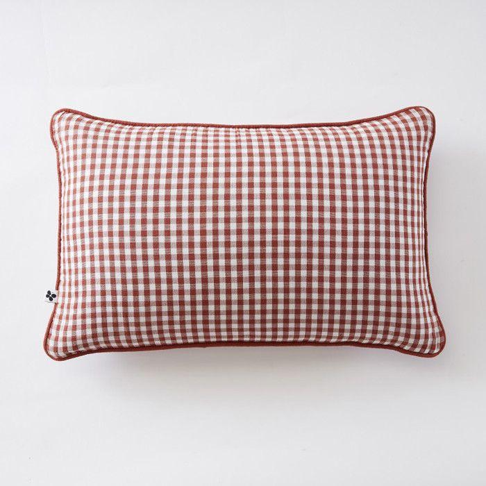 Coussin déhoussable avec passepoil Tissé teint "Vickie" toutes dimensions "Gaze de Coton" - 40x60 - Terracotta