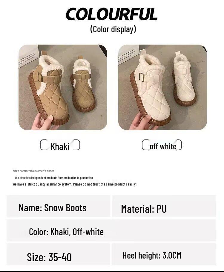 Women's Waterproof Fleece-Lined Winter Shoes - Non-Slip, Thick-Soled Cotton Footwear
