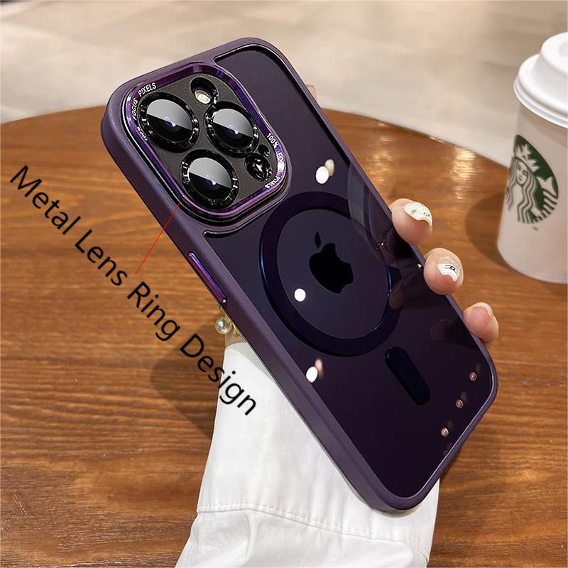 Luxury Matte Bumper Magnetic Clear Case For iPhone 15 14 13 12 11 Pro Max 14 Plus Magsafe Wireless Charge Lens Protection Cover