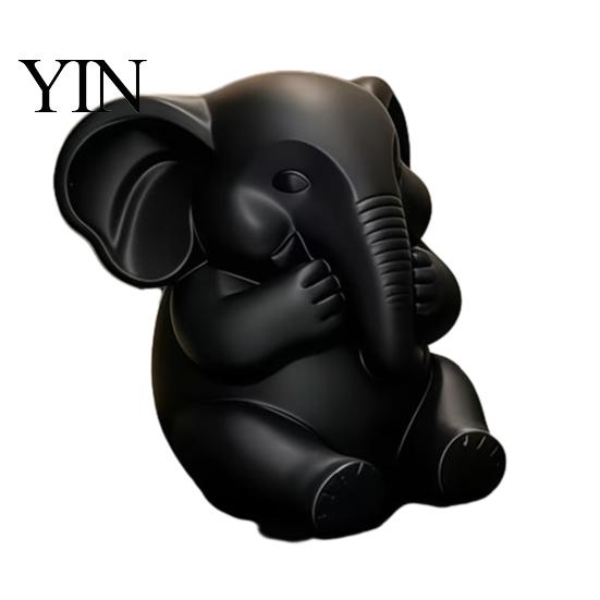 Symbolic Healing Gifts 3Pcs Elephants Figurine, 3D Printed No See Hear Speak Elephant Elegant Entrance Table Decor Statues, Minimalist Desktop