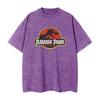 Jurassic Park washed retro Tshirt streetwear hiphop retro Tshirt Unisexs and Womens summer casual shirt