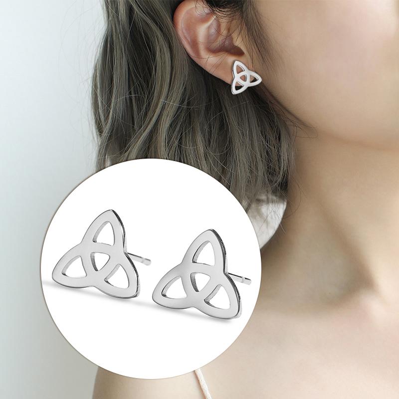 My Shape Fashion Stainless Steel Stud Earrings Flower of Life Celtics Knot Viking Small Earrings for Women Girls Jewelry Gifts