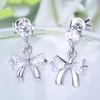 Elegant Bowknot Zircon Stud Earrings - Silver Crystal Jewelry for a Youthful Look