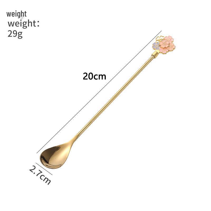 Cherry Blossom Long Handle Stainless Steel Stirring Spoon
