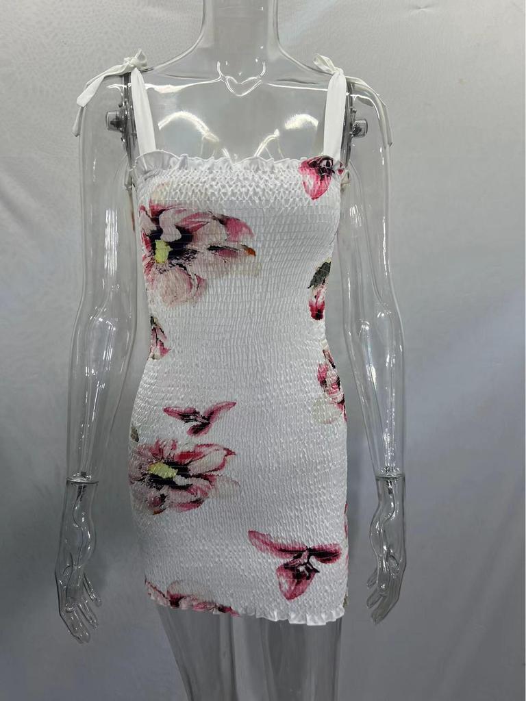 Halter Off-Shoulder Print Bodycon Kleid