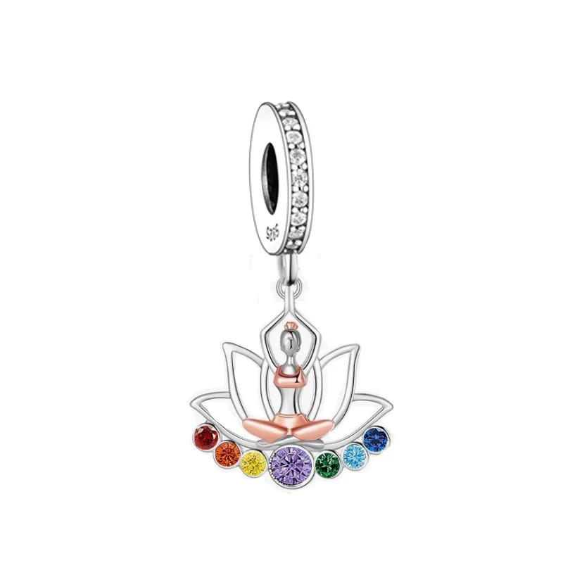 FC Jewelry Fit Original Charm Bracelet 925 Silver Be Strong and Be Yourself Yoga Girl Pendant Bead For Making Berloque DIY