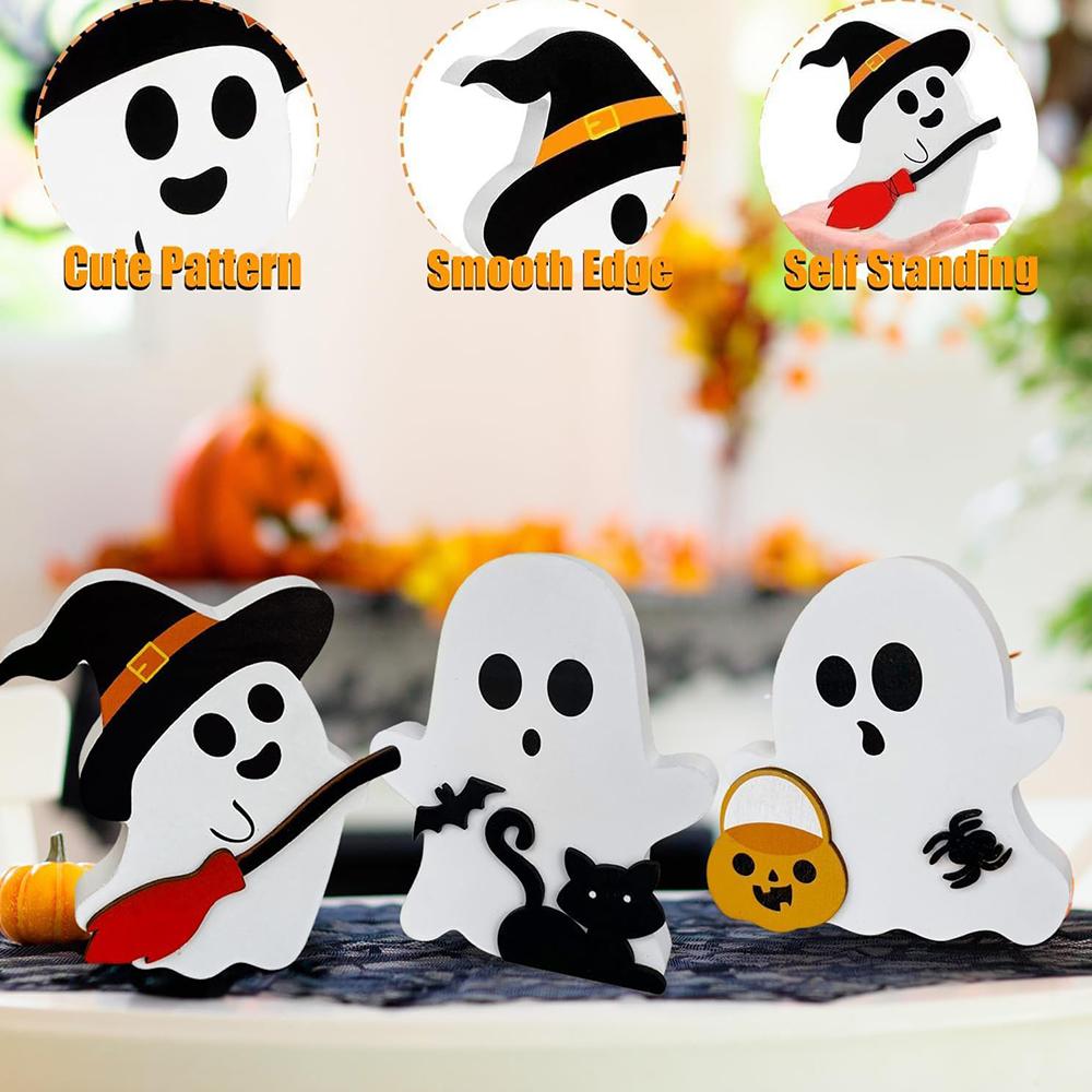 3 Pcs Cute Ghost Halloween Decorations for Party Home Shelf Display