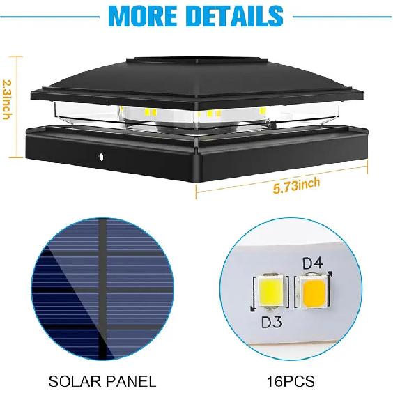 Solar Post Cap Light Outdoor Waterproof 12pack,Solar Fence - Post Lights for 4x4 5x5 6x6 Wooden/Vinyl Post,Black Deck Post Cap Light Solar Powered