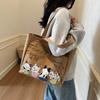 Cute large-capacity canvas bag women's spring and summer new shoulder bag class commuter bag versatile tote bag