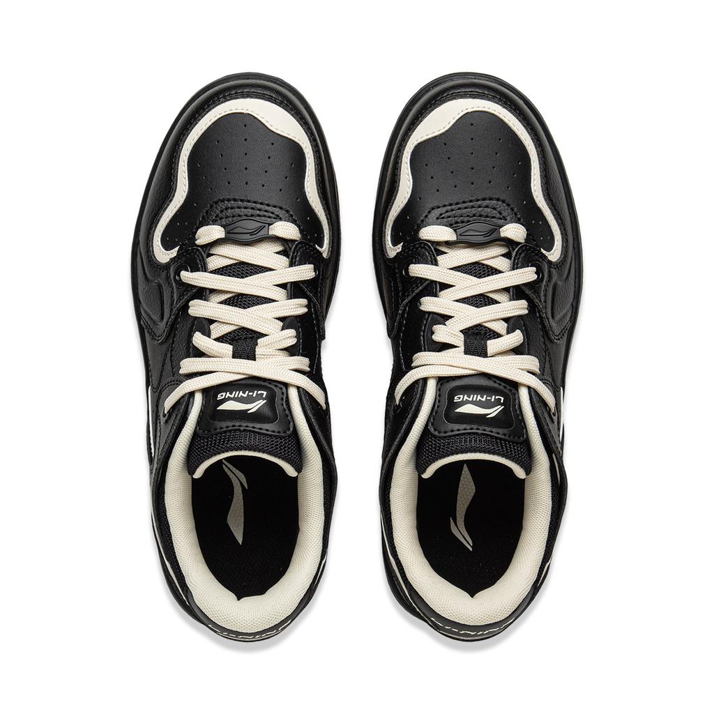 Li Ning Cheese Classic Fashion Casual Versatile Non-Slip Shock Absorbing Durable Lightweight Low-Top Skate Shoes Women Sneaker Black AGCV098-4