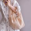 Yogodlns Casual Hollow Women Shoulder Bag Solid Color Large Capacity Summer Woven Beach Bag Foldable Handmade Crochet Tote Bag
