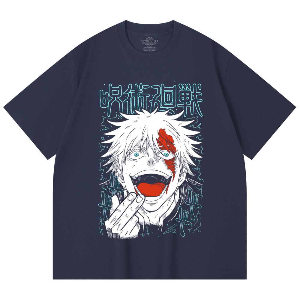 230 Gsm 100% Cotton Jujutsu Kaisen V1 Gojo Print Unisex Heavy Cotton T Shirt