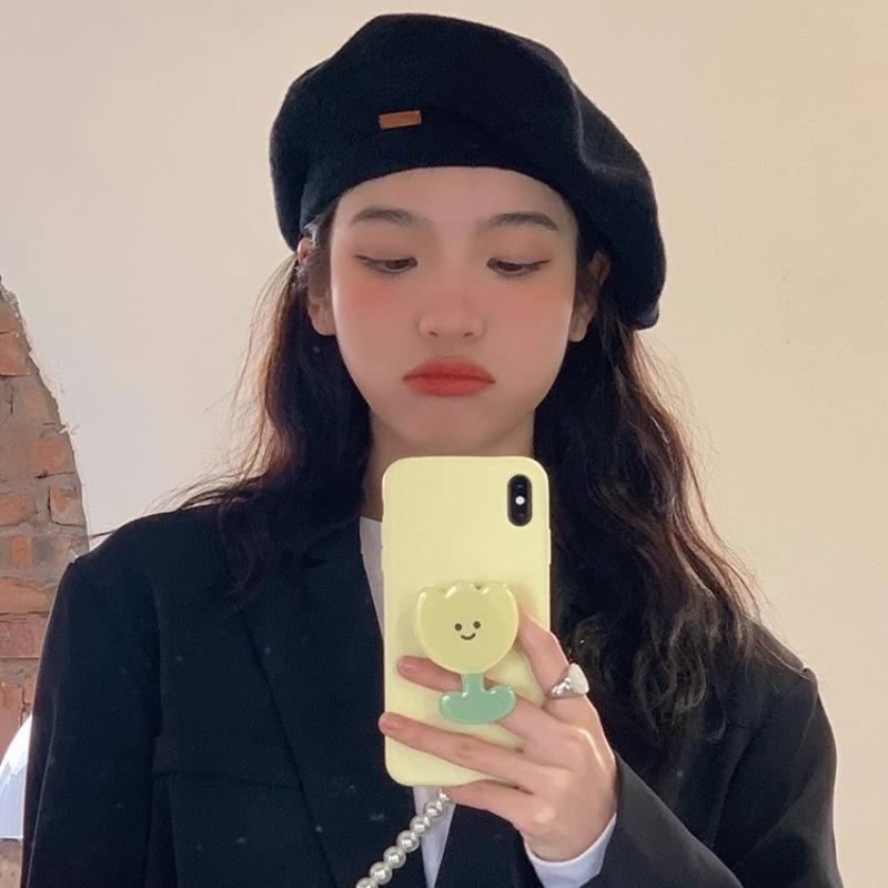 Wool knitted beret spring and autumn painter's hat shows the face, small and thin design sense, high-end hat autumn