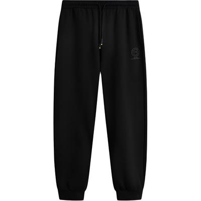 Casual Simple Comfortable Versatile Lace-Up Solid Color Loose Knit Sports Pants Men Bottoms Black AKLV371-3