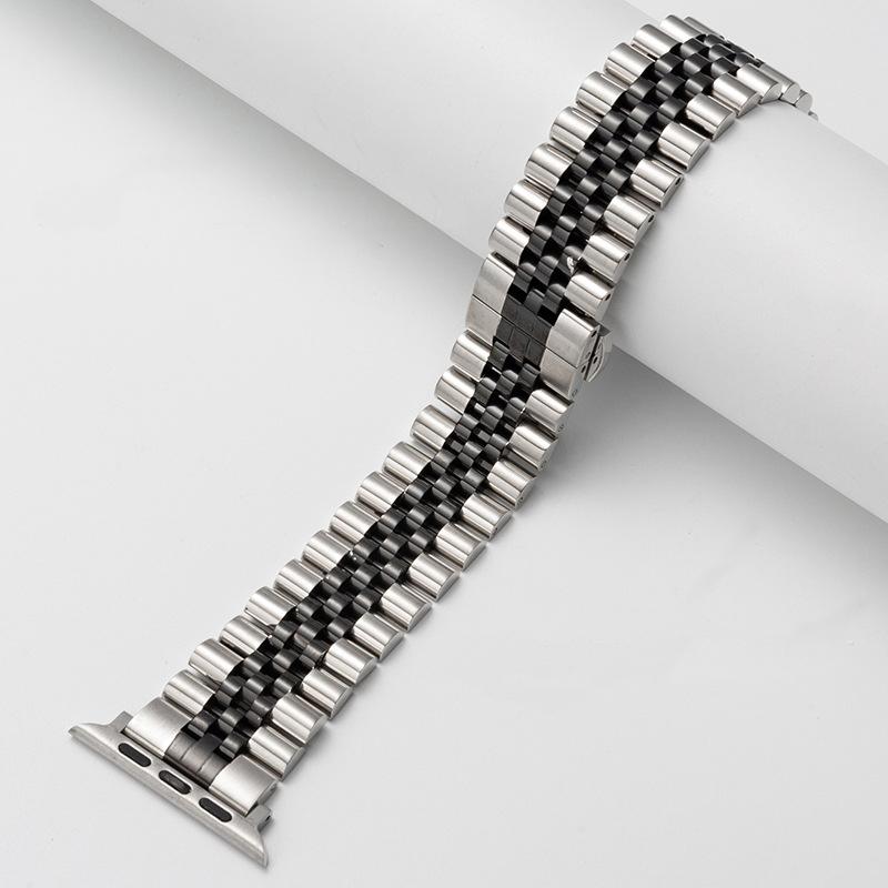 Watchband Stainless Steel Watchband for Apple Watch 6 5 4 3 2 Band Five Beads Luxury Metal Strap Bracelet For iWatch 6 5 Band 45mm 49mm