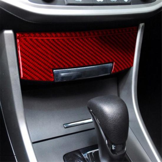 2Pcs For Honda Accord 2013-2017 Red Carbon Fiber Central Storage Box Cover Trim