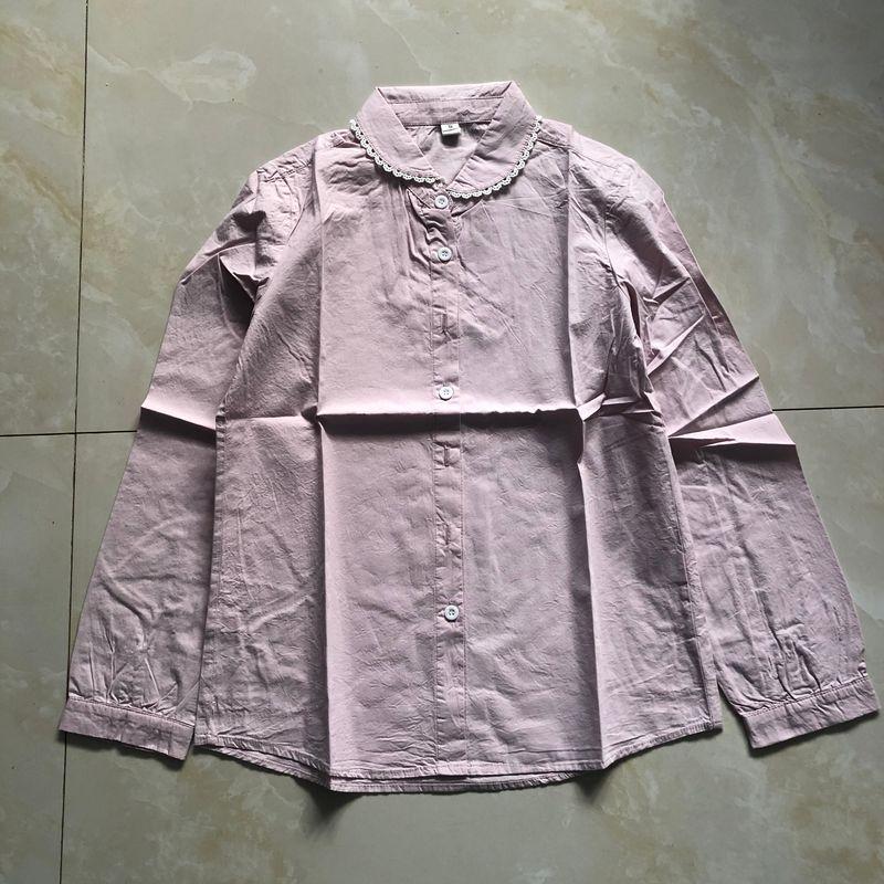 

Spring and Autumn New Fashion Long Sleeve Single-Breasted Cotton Shirt Pink purple B- 20-22-4 M