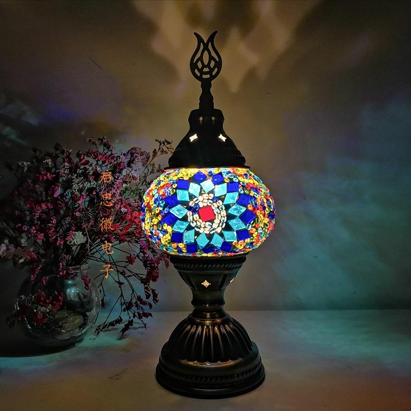 Lampada da Tavolo a Mosaico Turca Vintage Art Déco Fatta a Mano Lamparas De Mesa Vetro a Mosaico Romantica Luce da Letto Lamparas Con Mosaicos