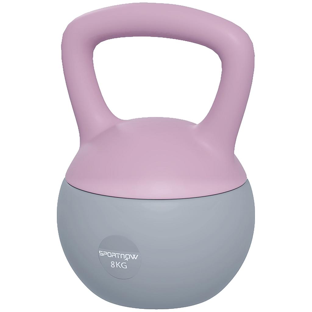 8KG Soft Kettlebell, Kettlebell with Non-Slip Handle for Home Gym, Weight Lifting, Strength Training, Purple/Grey